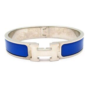 Hermes Bangle Click Silver Blue Silver X Blue